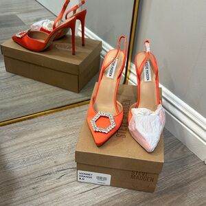 Steve Madden Vionnet Vibrant Orange Embellished Heels